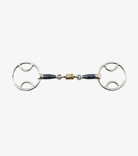 Premier Equine Blue Sweet Iron Bevel Bit With Brass Alloy Roller Link